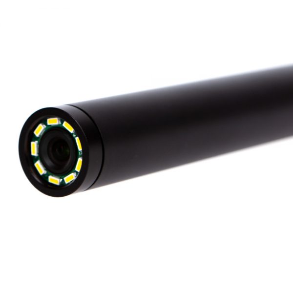 Laowa 24mm f/14 2X Makro Probe-Objektiv mit eingebautem LED-Ringlicht an der Frontlinse.