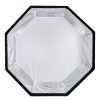 Achteckige Easy-Softbox (120 cm) mit Schirm-Mechanik für schnellen Auf- und Abbau; Bowens-Anschluss, inklusive Wabengitter und zwei Diffusoren. Walimex Octagon Easy Softbox mit 120 cm Durchmesser, Bowens-Anschluss und schnellem Schirm-Aufbau.