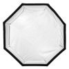 Achteckige Softbox (150 cm) mit Speedring für 360°-Drehung; im Set Wabengitter, zwei Diffusoren, Gold-Silber-Reflektoreinlagen und Tragetasche. Walimex Octagon Softbox mit 150 cm Durchmesser, Bowens-Anschluss und über den Speedring 360° drehbar.