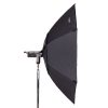 Achteckige Softbox (150 cm) mit Speedring für 360°-Drehung; im Set Wabengitter, zwei Diffusoren, Gold-Silber-Reflektoreinlagen und Tragetasche. Walimex Octagon Softbox mit 150 cm Durchmesser, Bowens-Anschluss und über den Speedring 360° drehbar.