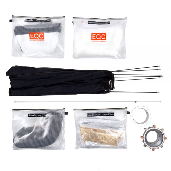 Walimex pro Oktagon Softbox 200cm, Zubehör mit Wabengitter-Tasche und Rim-Cover für den Transport.