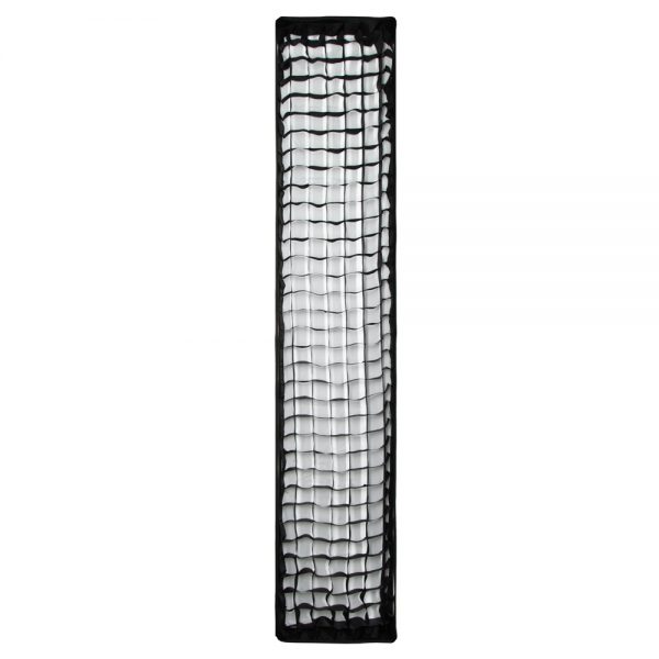 Walimex pro Softbox Strip Light Easy 140 x 30cm mit montiertem Wabengitter für Streiflicht.