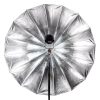 Großer Parabolschirm in Silber für Blitz- oder Dauerlicht, ideal für weiches, kräftig gerichtetes Licht bei Porträt- und Beauty-Aufnahmen. Westcott Parabolschirm silber 7 Fuß / 2,13 m für weiches, zugleich gerichtetes und kräftiges Blitz- oder Dauerlicht.