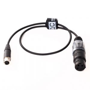 Hochflexibles Audiokabel mit XLR3-Buchse auf Mini-XLR3-Buchse, Kabellänge 50 cm, für Kameras.