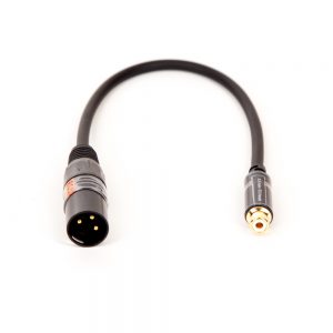 Adapterkabel mit XLR-Stecker auf RCA-Buchse und 20 cm Länge für Audioverbindungen.