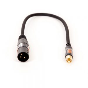 Adapterkabel mit XLR-Stecker auf einen RCA-Stecker und 20 cm Länge für Audiogeräte.