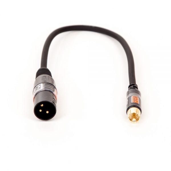 Adapterkabel mit XLR-Stecker auf einen RCA-Stecker und 20 cm Länge für Audiogeräte.