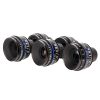 Zeiss CP.3 Optik-Set mit fünf Cine-Objektiven von 15 bis 85 mm und einheitlichem 95 mm Frontdurchmesser.