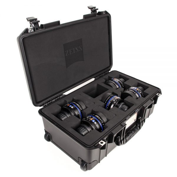 Zeiss CP.3 Optik-Set mit fünf Cine-Objektiven von 15 bis 85 mm und einheitlichem 95 mm Frontdurchmesser.