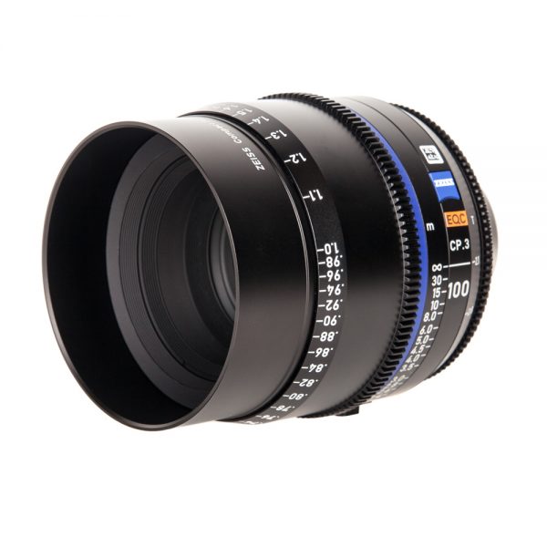 Zeiss Compact Prime CP.3 100mm T2.1 Cine-Objektiv mit 95 mm Frontdurchmesser für PL- oder EF-Mount.