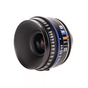 Zeiss Compact Prime CP.3 25mm T2.1 Cine-Objektiv mit 95 mm Frontdurchmesser für PL- oder EF-Mount.