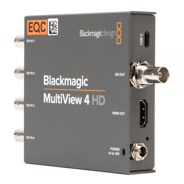 Blackmagic Design MultiView 4 HD Multiviewer für vier unabhängige SD-/HD-SDI-Quellen auf einem gemeinsamen Display.