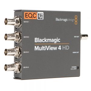 Blackmagic Design MultiView 4 HD Multiviewer für vier unabhängige SD-/HD-SDI-Quellen auf einem gemeinsamen Display.