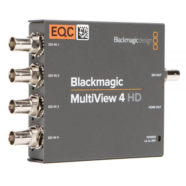 Blackmagic Design MultiView 4 HD Multiviewer für vier unabhängige SD-/HD-SDI-Quellen auf einem gemeinsamen Display.