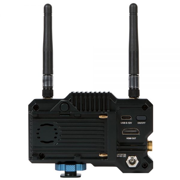 Hollyland Mars 400S Pro HDMI + SDI Videofunk-Empfänger mit HDMI-Ausgang und USB-C-Stromanschluss.