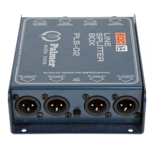 Palmer PLS-02 passiver Zweikanal-Line-Splitter mit Erdungsanhebungsschalter für symmetrische und unsymmetrische Signale.