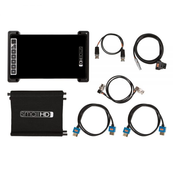 SmallHD 703 Ultra Bright Full-HD Monitor 7 Zoll im Set mit Schutztasche und Anschlusskabeln.