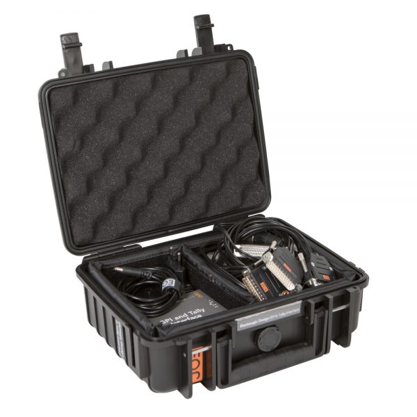 Blackmagic Design GPI & Tally Interface in stoßfester Transportbox mit Schaumstoffeinlage.