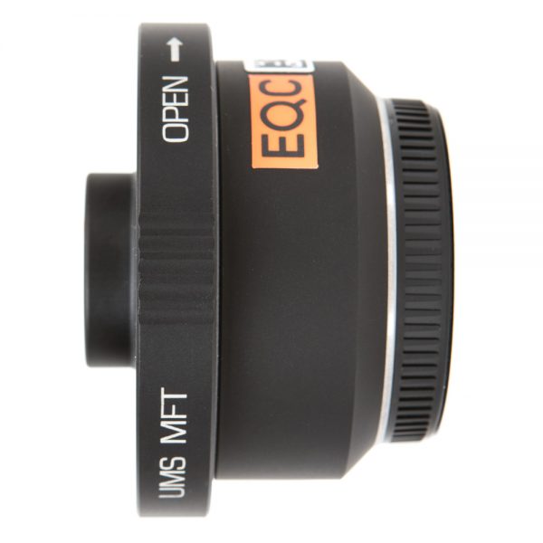 IBE Optics UMS > Micro 4/3 Mount Adapter, Seitenansicht mit UMS-MFT-Beschriftung.