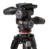 Kohlefaserstativ mit vier einstellbaren Beinpositionen und 3-Wege-Kopf, inklusive SmallRig Mini-V-Mount-Batterieplatte mit Klemme. Manfrotto 290 Xtra Stativkopf mit zwei Griffarmen, 360 Grad drehbar und eingebauter Wasserwaage.