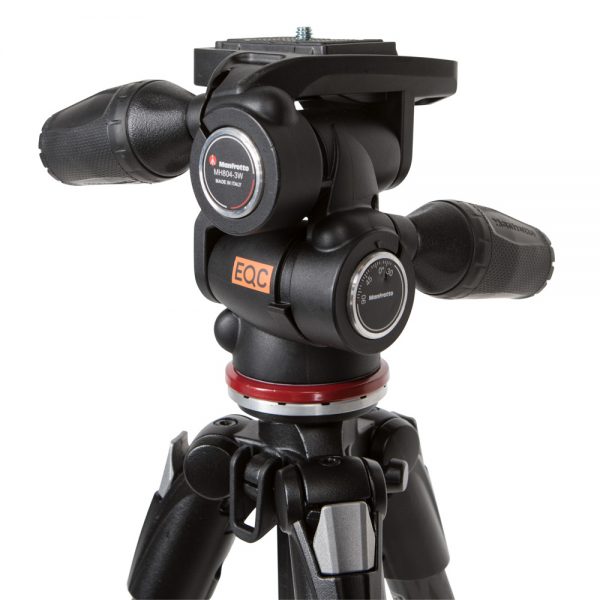 Manfrotto 290 Xtra Stativkopf mit zwei Griffarmen, 360 Grad drehbar und eingebauter Wasserwaage.