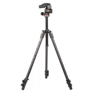 Manfrotto 290 Xtra Kohlefaser-Stativ mit 3-Wege-Kopf, ausziehbar bis 179,5 cm, Traglast 10 kg.