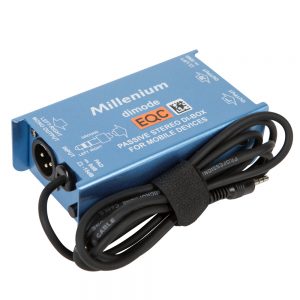 Millenium dimode passive Stereo-DI-Box mit 3,5-mm-Klinkeneingang und Pad-Schalter für -15 dB.