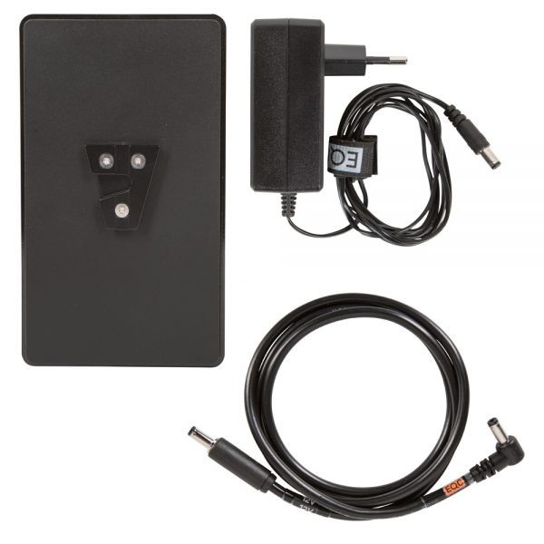 Mini USV Akku mit 12 V und 10.000 mAh Kapazität sowie V-Mount-Halterung für unterbrechungsfreie Stromversorgung.