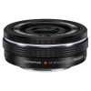 Kompaktes 28-84mm-äquivalentes Zoom mit asphärischen Elementen und Autofokus, Filtergewinde 37 mm. Olympus M.Zuiko 14-42mm f/3.5-5.6 EZ Pancake-Zoomobjektiv mit elektronischem Zoom-Mechanismus.