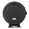 Adapter erhöht die Lichtstärke um bis zu 1⅔ Blendenstufen und reduziert den Crop-Faktor auf 1,75x. Metabones BMPCC-T-EF-Speedbooster 0.58 zeigt den Canon-EF-Bajonettanschluss mit Verriegelungsmechanismus.