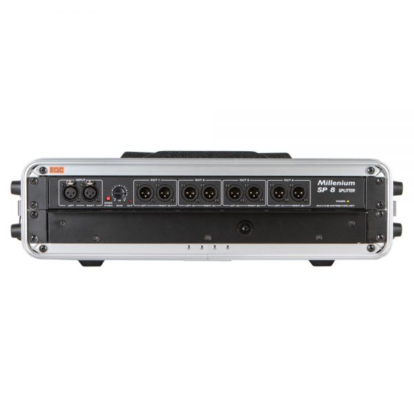 Millenium Mobile Audio Signal Splitter Unit im Rack-Koffer mit acht XLR-Kanälen für Live-Produktionen.