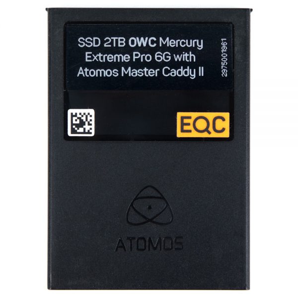 SSD 2TB OWC Mercury Extreme Pro 6G Speicherlaufwerk im Atomos Master Caddy II mit SATA-III-Schnittstelle.
