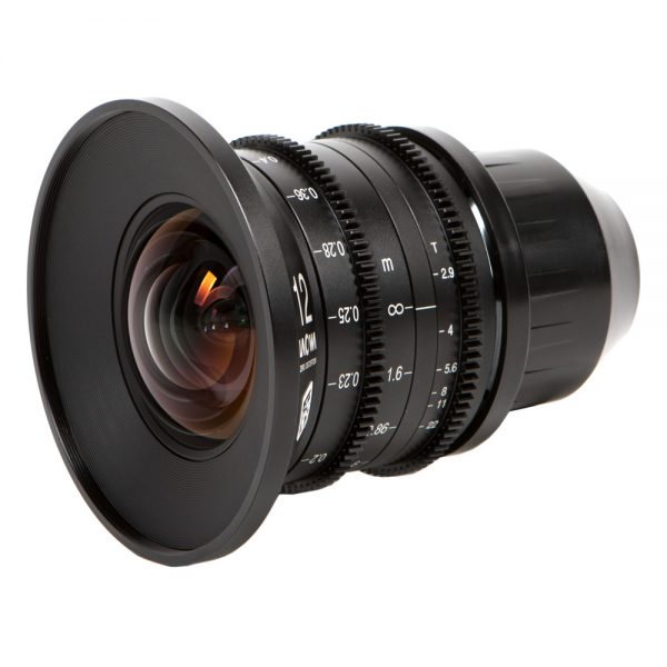 Laowa 12mm T2.9 Zero-D Cine-Objektiv PL Mount mit Fokus- und Blenden-Zahnkranz für Follow Focus.