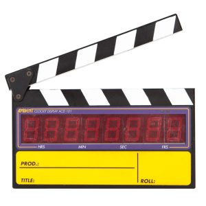 Ambient Clockit Master Klappe ACD101 Timecode-Klappe mit Quarzoszillator-Genauigkeit unter 1 Frame pro Tag.