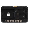 Atomos Shogun 7 Rekorder, Rückseite mit sechs BNC-SDI-Anschlüssen und zwei Akkuhalterungen.