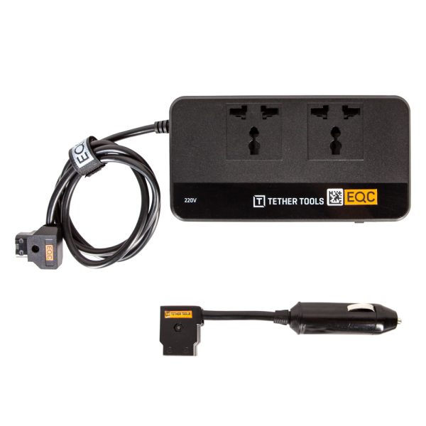 Tether Tools ONsite Power Hub wandelt D-Tap-Akkustrom in bis zu 200 Watt an zwei AC-Steckdosen und vier USB-Ports um.