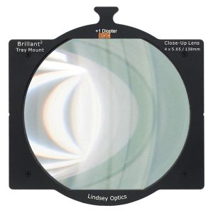 Lindsey Optics Tray-Diopter +1 für 4x5.65-Zoll-Mattboxen mit 138 mm rundem Objektivdurchmesser.