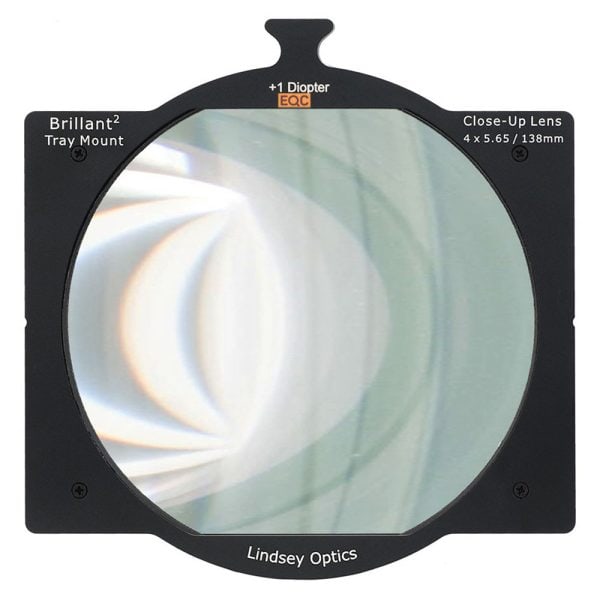 Lindsey Optics Tray-Diopter +1 für 4x5.65-Zoll-Mattboxen mit 138 mm rundem Objektivdurchmesser.