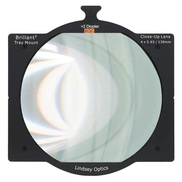 Lindsey Optics Tray-Diopter +2 für 4x5.65-Zoll-Mattboxen mit 138 mm rundem Objektivdurchmesser.
