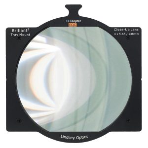 Lindsey Optics Tray-Diopter +3 für 4x5.65-Zoll-Mattboxen mit 138 mm rundem Objektivdurchmesser.