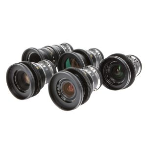 Leica Summicron/Elmarit Cine-Objektiv-Set mit fünf Festbrennweiten für Sony-Vollformat-E-Mount.