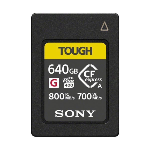 Sony CFexpress-Typ-A-Speicherkarte der TOUGH-Serie mit 640 GB und Lesegeschwindigkeit bis zu 800 MB/s.