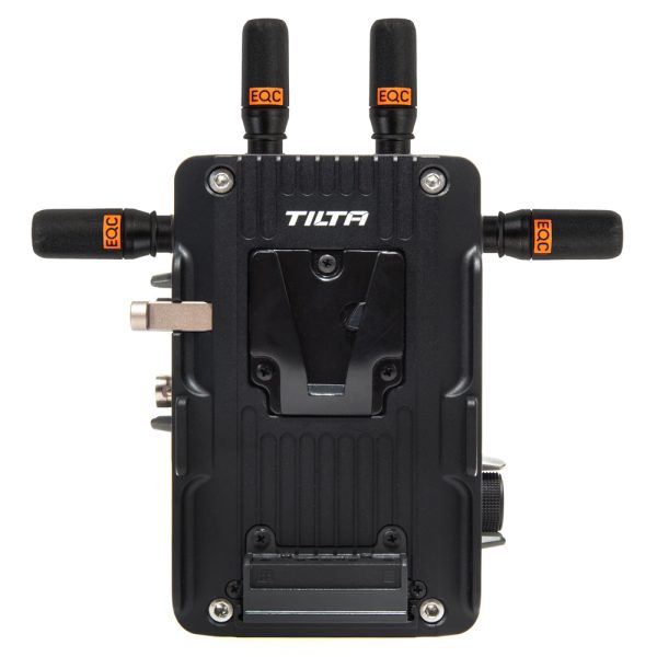 DJI Transmission ist ein Videofunk-Modul für kabellose HD-Übertragung mit zwei Antennen und Tilta-V-Mount-Halterung.