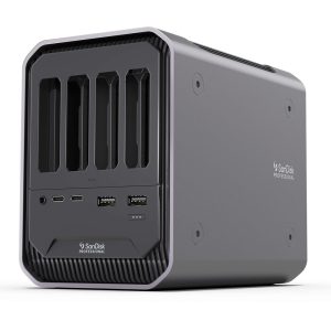 SanDisk Professional PRO-DOCK 4 mit vier Kartenschächten und Thunderbolt-3-Anschluss.