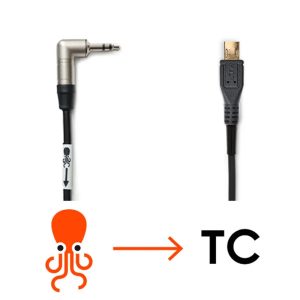 Tentacle Sync Timecode-Kabel mit 3,5-mm-Klinke auf Sony-Multi-Terminal-Stecker für die Sony FX3 und FX30.