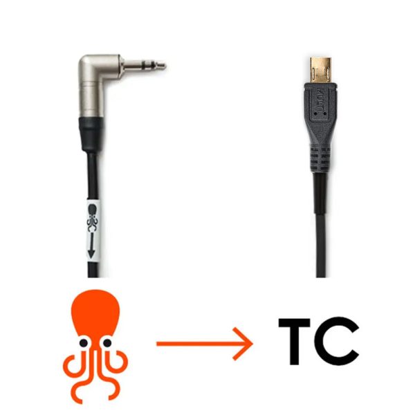 Tentacle Sync Timecode-Kabel mit 3,5-mm-Klinke auf Sony-Multi-Terminal-Stecker für die Sony FX3 und FX30.