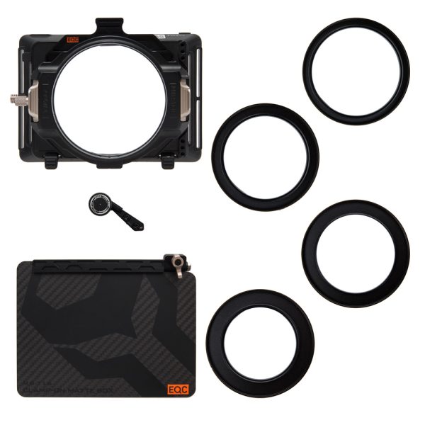 Tilta Mirage MB-T16 Mattebox mit vier Objektivadaptern für 67, 72, 77 und 82 Millimeter Frontdurchmesser.