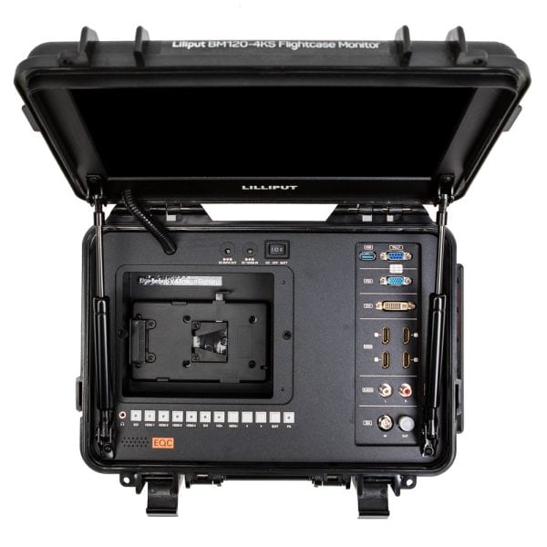 Lilliput BM120-4KS Flightcase-Monitor mit 3840 x 2160 Auflösung und bis zu 4K60 Bildwiedergabe.