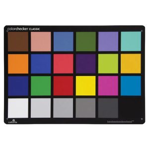 Calibrite ColorChecker Classic Farbtafel mit 24 wissenschaftlich definierten Farbfeldern für die Farbkalibrierung.