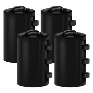 Wassergewichte-Set 4x10 kg aus 500D-PVC-Gewebe mit Gurtsystem für Zeltbeine bis 7 cm Durchmesser.
